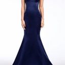 Hayley Paige Occasions Navy Blue Satin Dress Photo 6