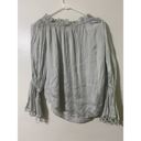 Karina Grimaldi  Womens 100% Silk Ada Top Off Shoulder Silver Quiet Luxury XS Photo 7