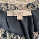 The Loft  Navy Blue Floral Long Sleeve Shift V-Neck Knee Length Dress Photo 3