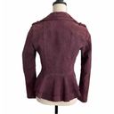 BCBGeneration  Burgundy 100% Suede Fitted Steampunk Biker Moto Jacket size XS Photo 2