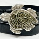 Chico's  Vintage Black Genuine Leather Turtle Buckle Belt Size Medium M Large L Photo 10