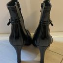 Ralph Lauren Lauren  Black Leather Booties High Heel Patent Cap Toe Sz 8.5 Photo 4