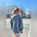 Brandy Melville  Christy Boyfriend Style Hoodie One Size Dark Sage Green/ Grey Photo 2