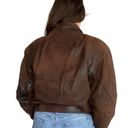 Vintage 80s Pelle Soft Leather Bomber Jacket in Brown Oversized Size Small Photo 6