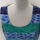 Kathie Lee Collection blue multi pattern midi tank dress size 10 Photo 2