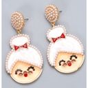 ma*rs New Holiday Fashion . Claus/Granny Pearl Bead Design Alloy Stud Earrings-OS Photo 1