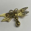 Monet Signed  Costume Brooch Pin - Gold Tone Faux Pearl Dragonfly Insect Photo 8