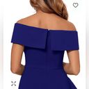 Betsy and Adam NWT Betsy Adam Off The Shoulder Ruffle Dress Navy Blue Size 6 Photo 3