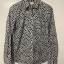 J.Crew  Black and White Whimsical Heart Button Down Long Sleeve Shirt Size Medium Photo 0