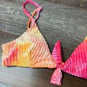 Daisy NWT Dippin 's Revibe Velour Ribbed Tie Dye Bikini Top Pink Orange Yellow S Photo 1