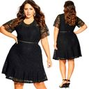 City Chic  Fit & Flare Eyelash Lace Blossom Mini Dress Swingy Black Womens 16 Photo 1