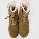 BEARPAW NWOB  Krista Tan Suede Sheepskin Heeled Ankle Boots Photo 6