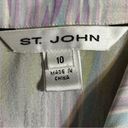 St. John  Abstract Print Pastel Color Silk Button Down Top Sz 10 Photo 1