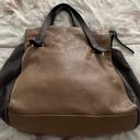 Vera Pelle Leather Tan & Brown Colorblock Shoulder Bag Handbag, size 14x14x4 Made in Italy Photo 11