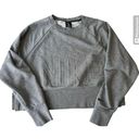 Nike Sweatshirt Women Small Gray Pull Over Crew Neck Sweater Embossed Crop Top Photo 0