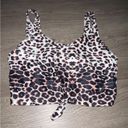 SheIn Tankini Front Knot Padded Scoop Neck Crop bikini top cheetah print size large Photo 1