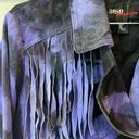 Miss Sixty Vintage  60 Tie Dye Purple Black Leather Suede Fringe Cropped Jacket Photo 5