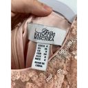 Badgley Mischka Belle  Pink Sequined Chiffon Tie Waist Maxi Formal Gown Size 4 Photo 4