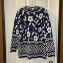 Holiday Time Vintage  Blue/White Floral Print Pullover Sweater size Large Photo 0