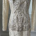 Sue Wong  Nocturne Illusion Soutache Embellished Long Sleeve Cream Formal Dress 2 Photo 3