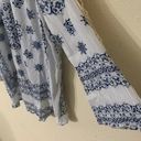 Umgee Womens Blue Floral Boho Crochet Off Shoulder Blouse Long Sleeve Top Photo 2