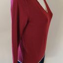 Brooks Brothers 346  burgundy colorblock merino wool medium sweater Photo 3