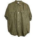 Nordstrom 80s Vintage CLIO For  Button Down Shirt 100% Silk Short Sleeve Green L Photo 6