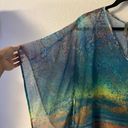 XCVI  Womens Sheer Popover Blouse Beach Coverup Poncho Tie Tunic Multicolor Artsy Photo 6