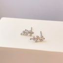 925 Silver Plated CZ Cubic Zirconia Leaf Stud Earrings for Women Photo 4