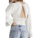 Free People NWT  - Megan Crochet Knit Ivory Top XS Boho Peasant Festival Blouse Photo 2