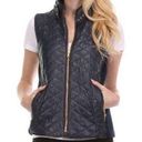 FATE. navy faux leather quilted zippered vest with pockets size L Photo 12