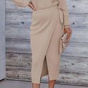 Tan Ribbed Knit Wrap Dress Size XL Photo 5