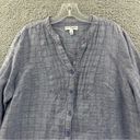 kim rogers  3/4 Sleeve Linen Blend Textured Button Down Shirt Blue Women's PXL Photo 1