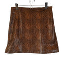 Mango MNG By  Brown Faux Leather Snakeskin Print Mini A-Line Skirt Women Sz S Photo 0