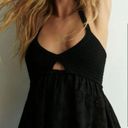 ZARA Blogger Fave Black Embroidered Cutout Halter Mini Dress Photo 2