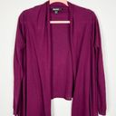 DKNY  Raspberry Silk Cashmere Draped Lightweight Waterfall Cardigan Size Small Photo 1