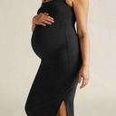 Beyond Yoga Beyond The Bump Black Spacedye Icon Ruched Maternity Midi Dress Size XS Photo 0