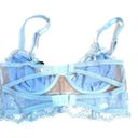 For Love & Lemons NWT  Small daisy lace long line Bra sky blue Photo 4