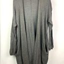 Oak + Fort  Gray Open Knit Oversized Open Front Slouchy Cardigan with Pockets Photo 0