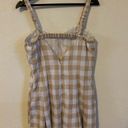 &merci &Merci Taupe Gingham Woven Bustier Cutout Back Cottagecore Mini Dress Size M Photo 4