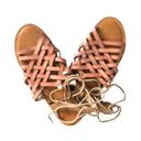 American Eagle Leather Lace Up Flat Sandal Sz. 9 Brown Festival Strappy Boho Photo 1