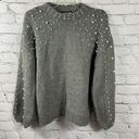 Pretty Little Thing  Embellished Pearls Knit Sweater Turtleneck Gray S Photo 0