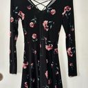 Aeropostale Black Floral Long Sleeve Dress Corset Back Size Small Photo 0