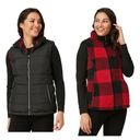 Free Country  Cloud Lite Reversible Vest Women's Small S Black Red Plaid New NWT Photo 1