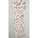 Gebe Maternity White Red Floral Tie Waist Ruffle Sleeve Maxi Wrap Dress Size M Photo 2