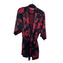 Isaac Mizrahi  Live! Floral Jacquard Belted Cardigan Black Red 3xl A384084 Photo 1