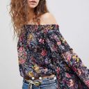 Free People Free Spirited Off The Shoulder Top Bell Sleeve Boho Floral Blouse XS Photo 2