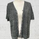 Kathie Lee Collection  | Velvet Textured Gray Button Down Short Sleeve V-Neck L Photo 2