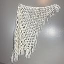 White Open Crochet Granny Shawl With Tassel Fringe Photo 2