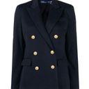 Polo  Ralph Lauren Double Breasted Knitted Blazer Peak Lapel Navy Blue Women's 0 Photo 8